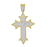 Image Title 10kt Gold Two-tone CZ Mens Cross Ht:52.5mm x W:30.5mm Religious Charm Pendant