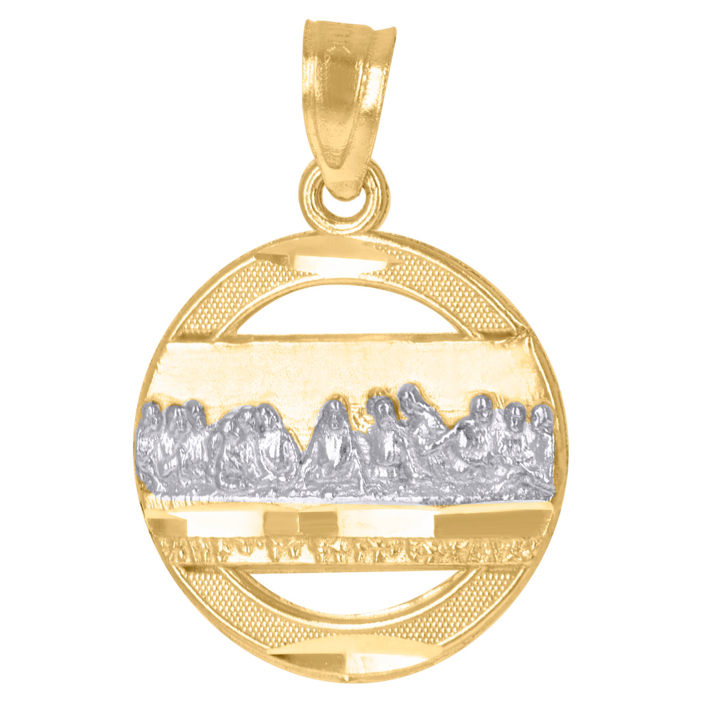 Image Title 10kt Gold CZ DC Womens Last Supper Ht:19.7mm x W:13.5mm Religious Charm Pendant