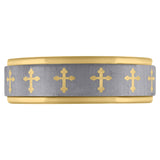 Image Title Tungsten Center Gold-tone Groove Polished Dome Mens Comfort-fit 8mm Size-8.5 Wedding Anniversary Band