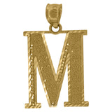 Image Title 10kt Yellow Gold Unisex Diamond-cut Initial Letter M Charm Pendant