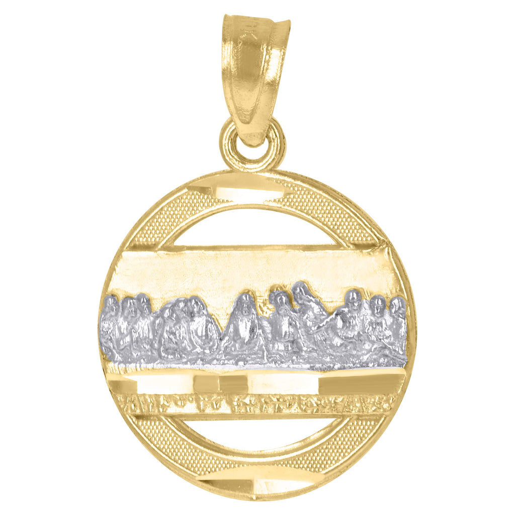 Image Title 10kt Gold CZ DC Womens Last Supper Ht:19.7mm x W:13.5mm Religious Charm Pendant