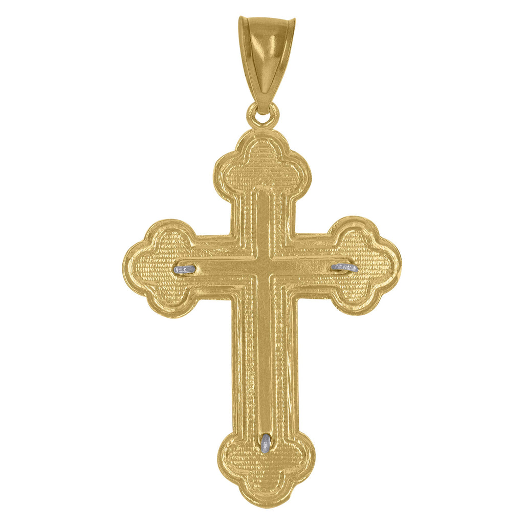 Image Title 10kt Gold Two-tone DC Mens Cross Crucifix Ht:48.6mm x W:27.2mm Religious Charm Pendant