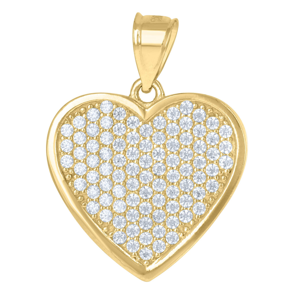 Image Title 10kt Gold CZ Womens Ht:23.8mm x W:18.4mm Heart Charm Pendant