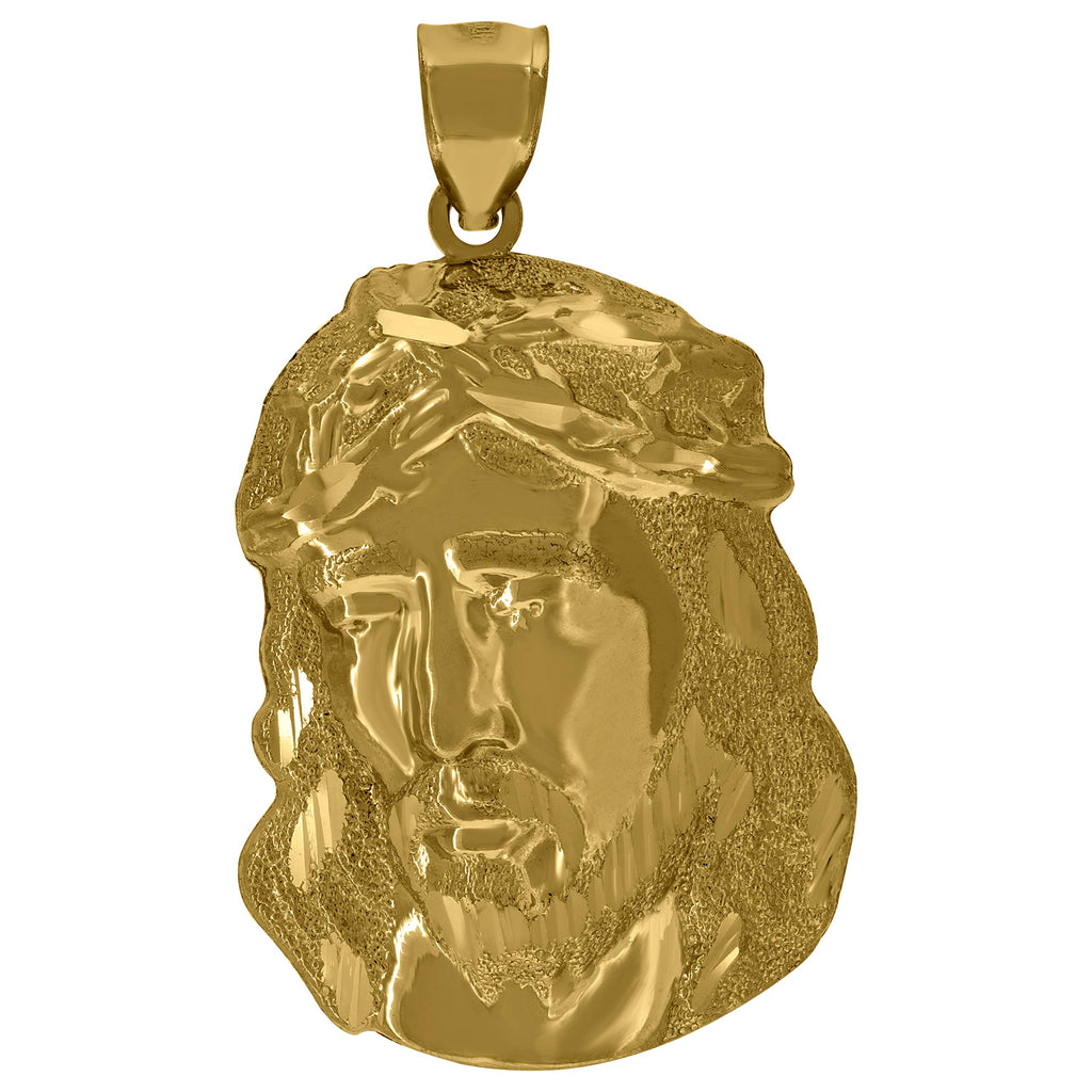 Image Title 10kt Yellow Gold Unisex Textured Jesus Christ Religious Charm Pendant