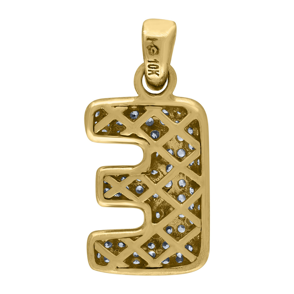 Image Title 10kt Yellow Gold Unisex Cubic Zirconia CZ Initial Letter E Charm Pendant