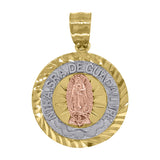 Image Title 14kt Gold Unisex Tri-color DC Nuestra De Guadalupe Medallion Religious Ht:23.7mm Pendant Charm
