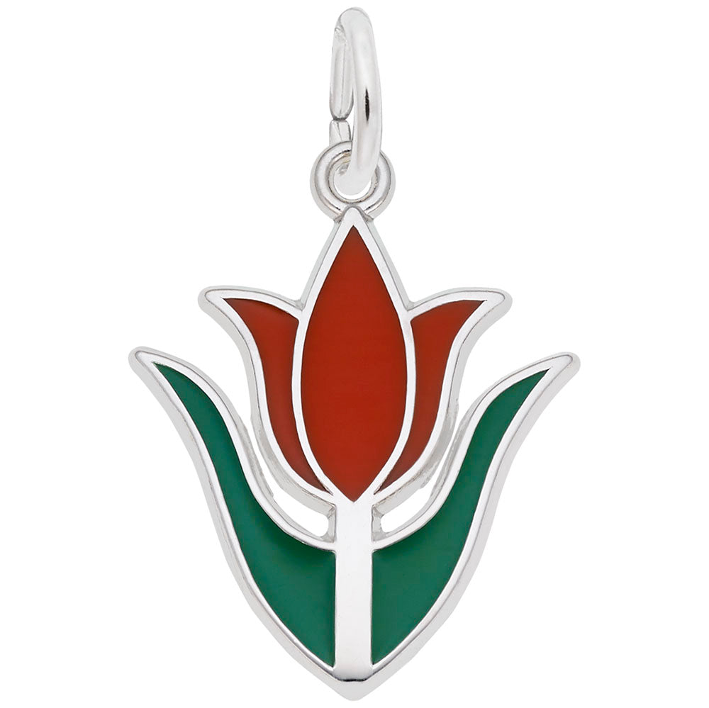 Image Title Rembrandt Charms Tulip W/Paint Charm Pendant Available in Gold or Sterling Silver