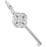 Image Title Rembrandt Charms 925 Sterling Silver Key Lg 4 Heart Feb Charm Pendant