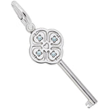 Image Title Rembrandt Charms 925 Sterling Silver Key Lg 4 Heart March Charm Pendant