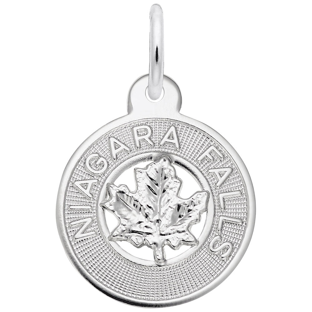 Image Title Rembrandt Charms Niagara Falls Maple Leaf Charm Pendant Available in Gold or Sterling Silver