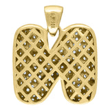 Image Title 10kt Yellow Gold Unisex Cubic Zirconia CZ Initial Letter N Charm Pendant