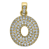 Image Title 10kt Yellow Gold Unisex Cubic Zirconia CZ Initial Letter O Charm Pendant