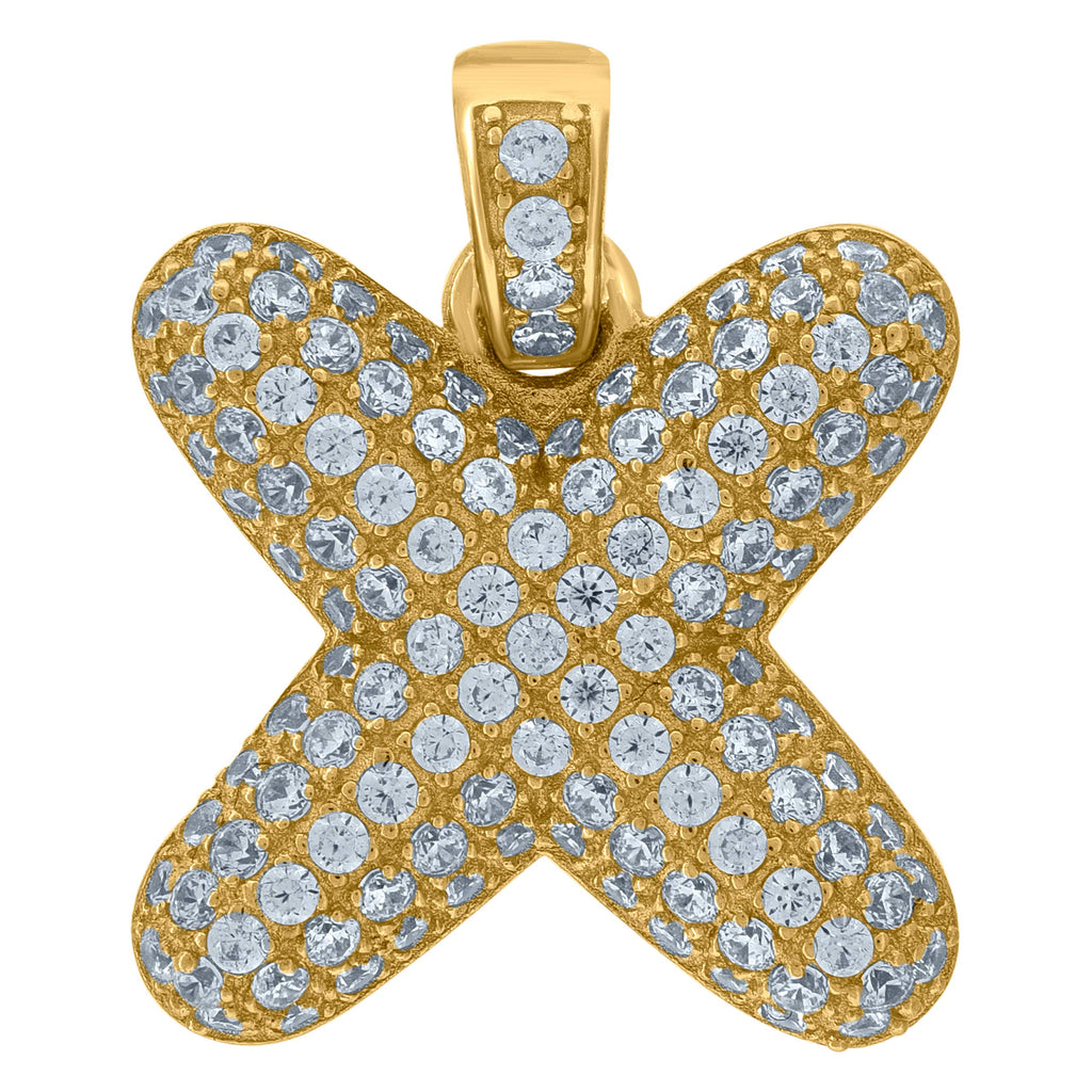 Image Title 10kt Yellow Gold Unisex Cubic Zirconia CZ Initial X Charm Pendant