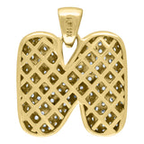 Image Title 10kt Yellow Gold Unisex Cubic Zirconia CZ Initial Letter N Charm Pendant