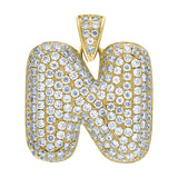 Image Title 10kt Yellow Gold Unisex Cubic Zirconia CZ Initial Letter N Charm Pendant