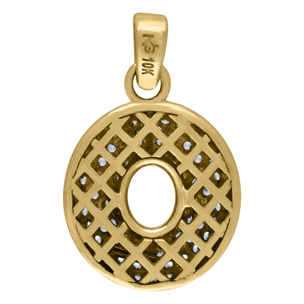 Image Title 10kt Yellow Gold Unisex Cubic Zirconia CZ Initial Letter O Charm Pendant