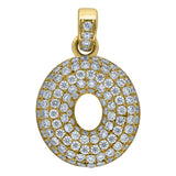 Image Title 10kt Yellow Gold Unisex Cubic Zirconia CZ Initial Letter O Charm Pendant