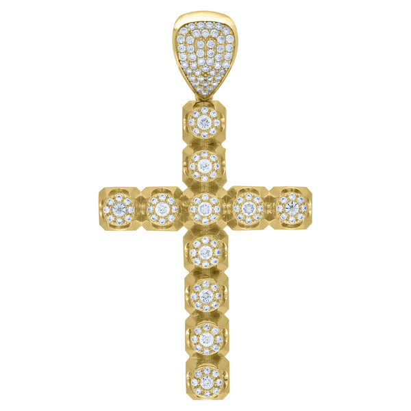 10kt Yellow Gold Mens Women Cubic Zirconia CZ Cross Religious Charm Pendant