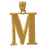 Image Title 10kt Yellow Gold Unisex Diamond-cut Initial Letter M Charm Pendant