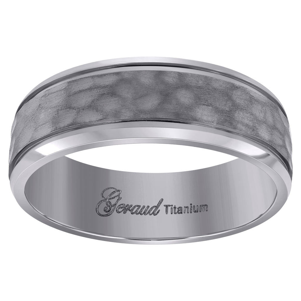 Image Title Titanium Mens Brushed Hammered Comfort Fit Wedding Band 8mm Size 9