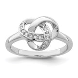 Image Title 925 Sterling Silver Rhodium-plated Cubic Zirconia Knot Ring Size 8