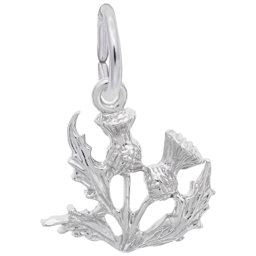Image Title Rembrandt Charms Thistle Charm Pendant Available in Gold or Sterling Silver
