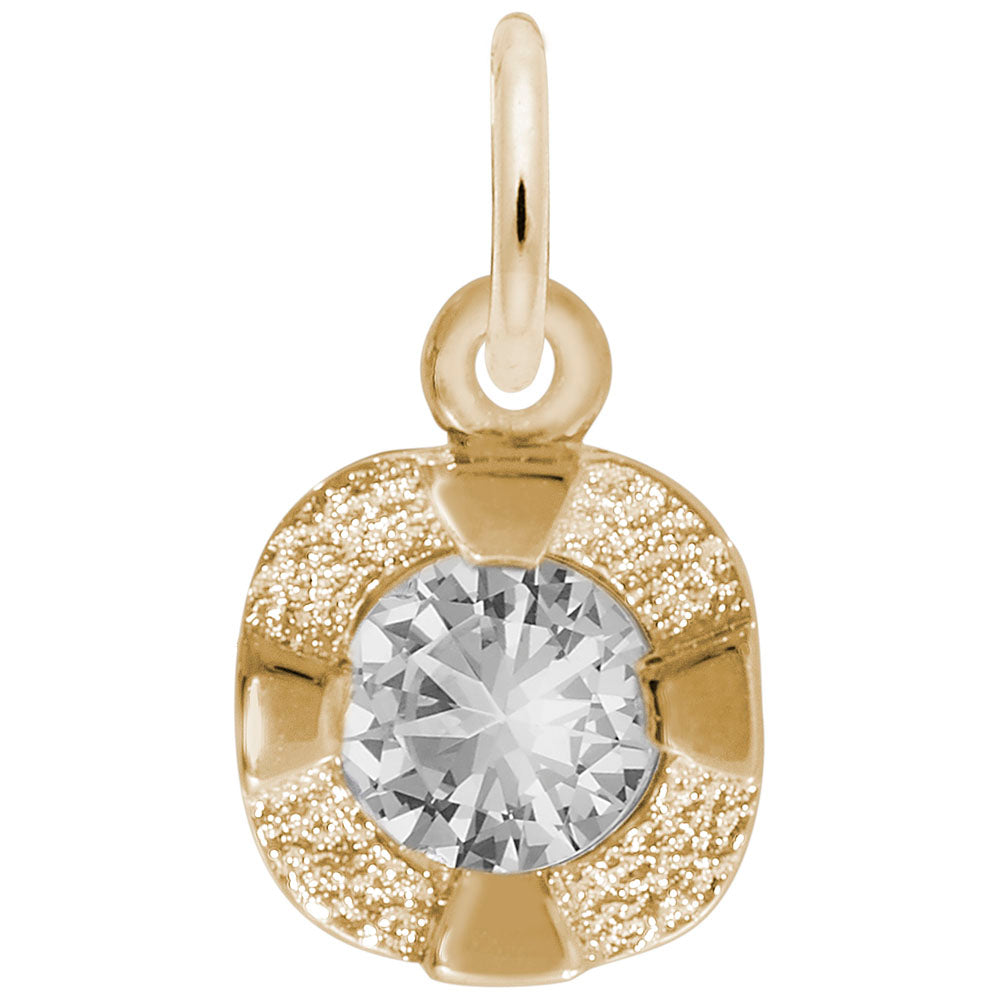 Image Title Rembrandt Charms 14K Yellow Gold Petite Birthstone - Apr Charm Pendant