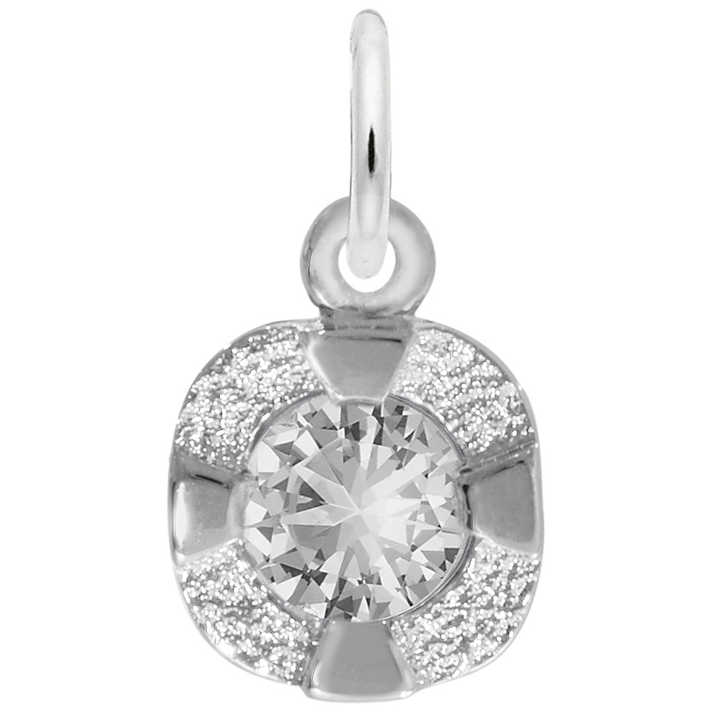 Image Title Rembrandt Charms 925 Sterling Silver Petite Birthstone - Apr Charm Pendant