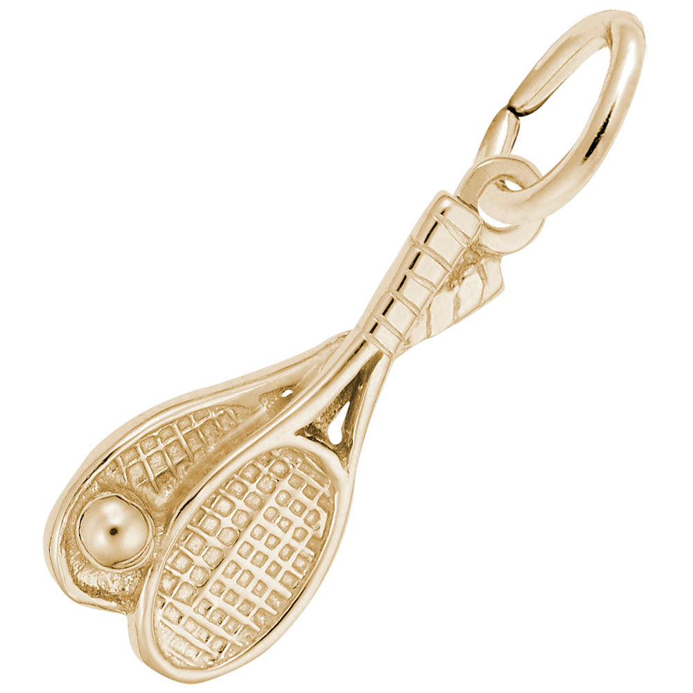Image Title Rembrandt Charms Gold Plated Sterling Silver Tennis Racquet Charm Pendant