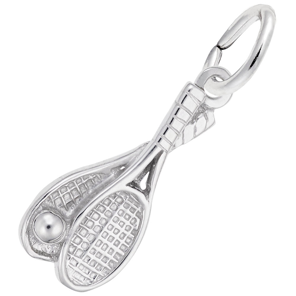 Image Title Rembrandt Charms 14K White Gold Tennis Racquet Charm Pendant