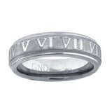 Image Title Tungsten Mens Roman Numerals Beveled Edges Comfort Fit Anniversary Band 6mm Sizes 7 To 14