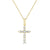 14K Yellow Gold Round and Baguette Diamond Cross Pendant with 18 inch Chain 0.19 Cttw 11 Stones