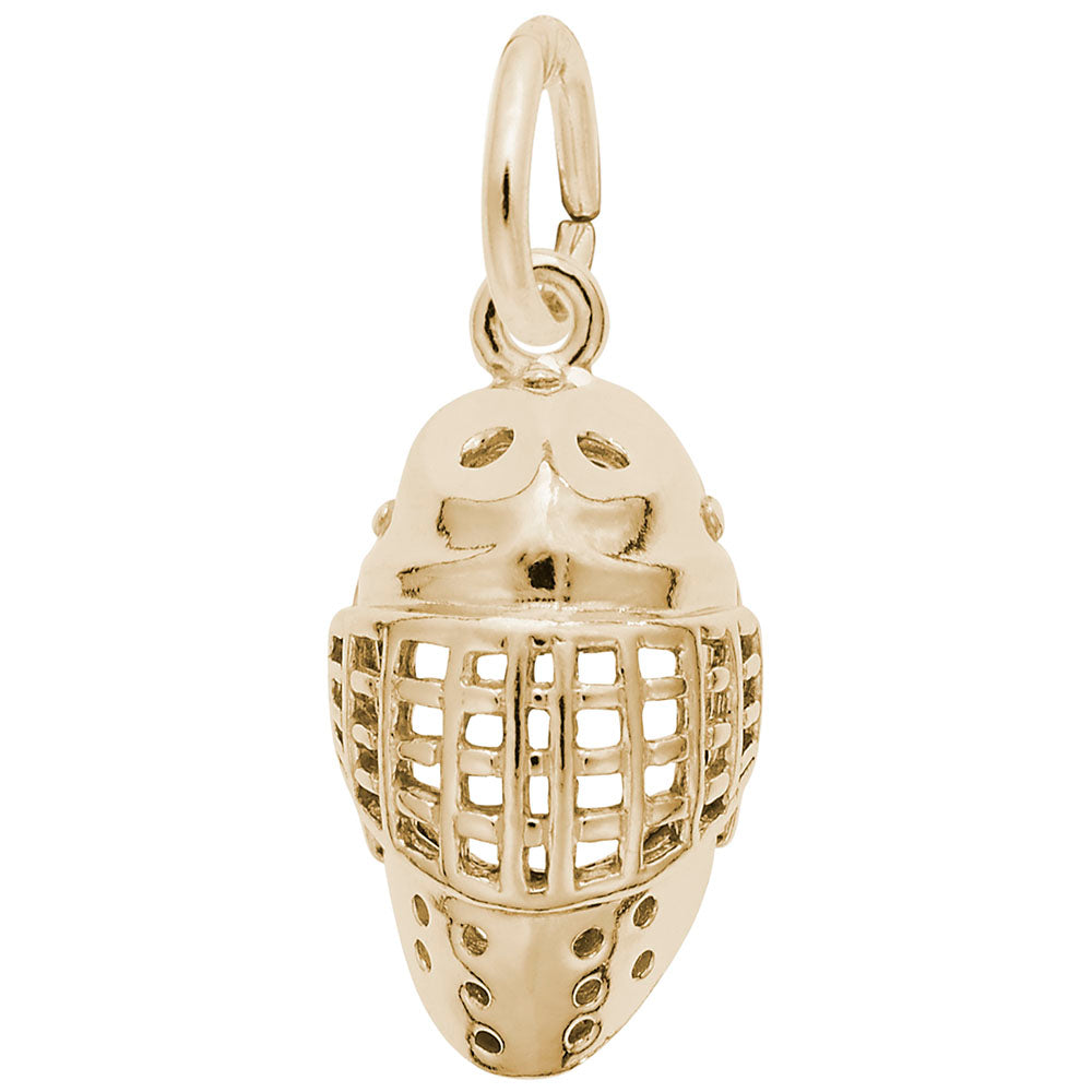 Image Title Rembrandt Charms 10K Yellow Gold Goalie Mask Charm Pendant