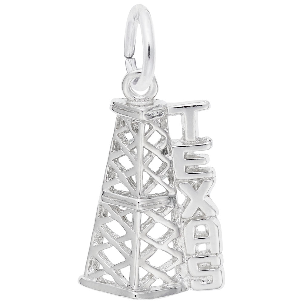 Image Title Rembrandt Charms Texas Oil Rig Charm Pendant Available in Gold or Sterling Silver