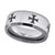Tungsten Laser Engraved Black Knight Cross Comfort fit 8mm Sizes 7 - 14 Mens Wedding Band with Beveled Edges
