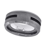 Image Title Tungsten Black Rope Inlay Beveled Edges Mens Comfort-fit 8mm Size-8 Wedding Anniversary Band