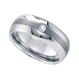 Image Title Tungsten CZ Center Brushed Dome Polished Mens Comfort-fit 8mm Size-8.5 Wedding Anniversary Band