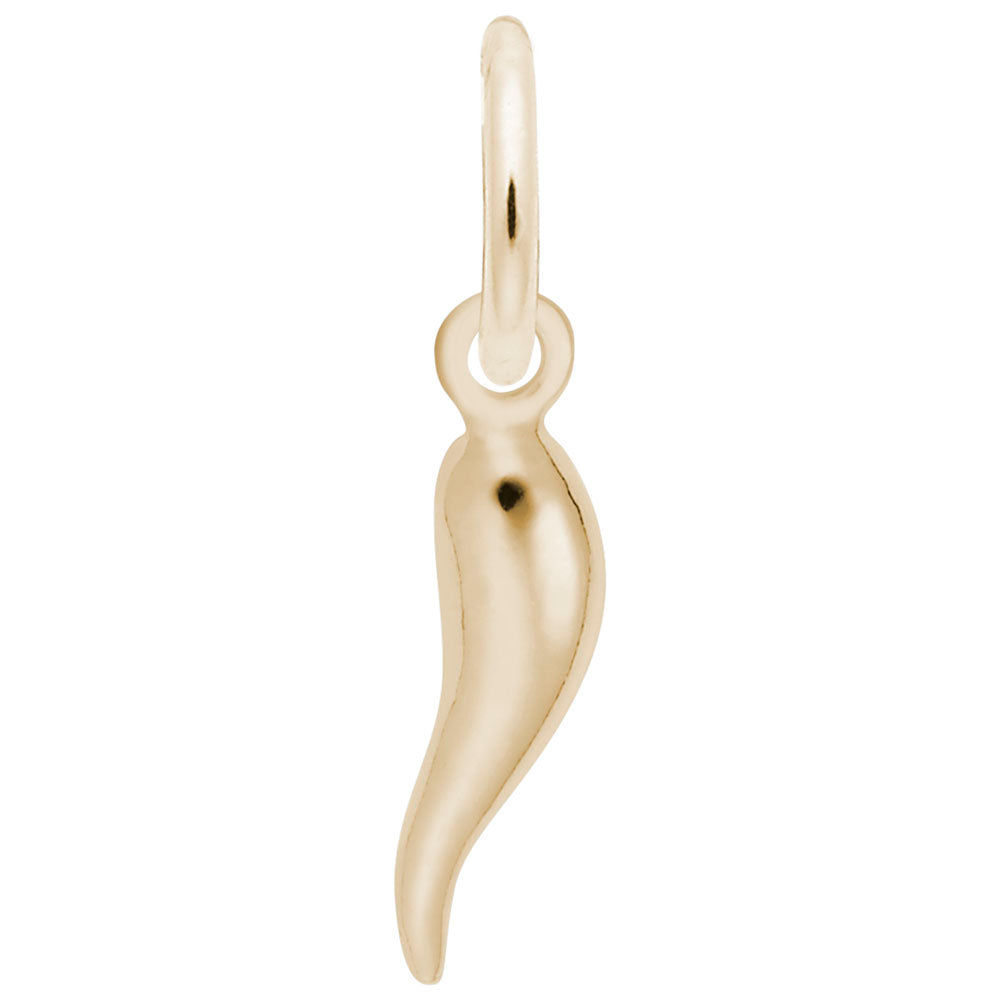 Image Title Rembrandt Charms 14K Yellow Gold Italian Horn Charm Pendant