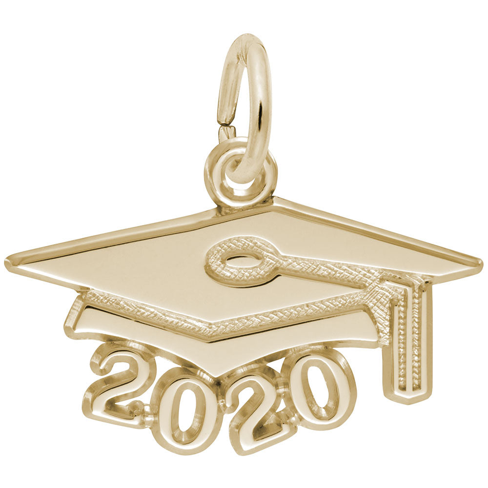 Image Title Rembrandt Charms 10K Yellow Gold Grad Cap 2020 Large Charm Pendant