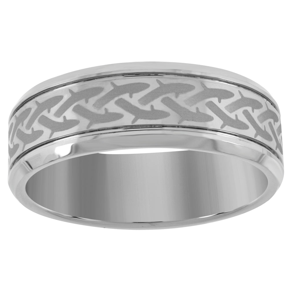 Image Title Tungsten Barb wire Comfort-fit 8mm Size-13 Mens Wedding Band
