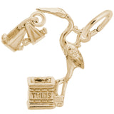 Image Title Rembrandt Charms 14K Yellow Gold Stork, Twins Charm Pendant