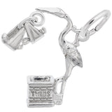 Image Title Rembrandt Charms 925 Sterling Silver Stork, Twins Charm Pendant