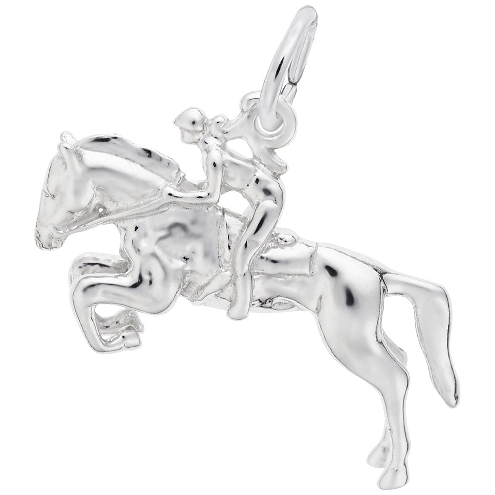 Image Title Rembrandt Charms Horse And Rider Charm Pendant Available in Gold or Sterling Silver
