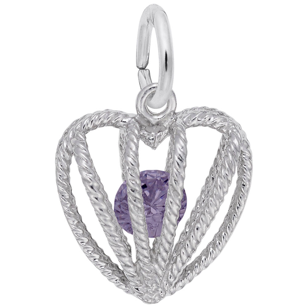 Image Title Rembrandt Charms 925 Sterling Silver 06 Heart Birthstone Jun Charm Pendant