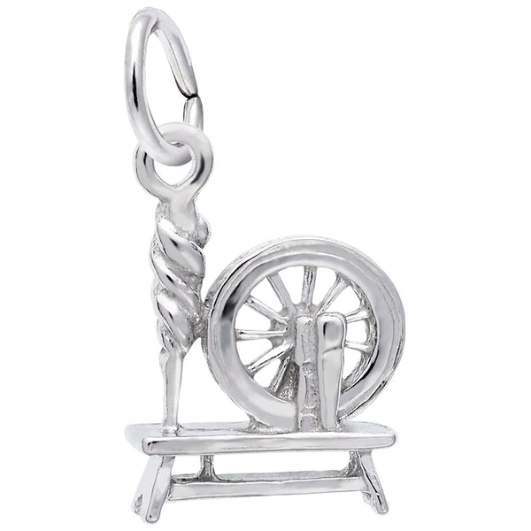 Rembrandt Charms Spinning Wheel Charm Pendant Available in Gold or Sterling Silver