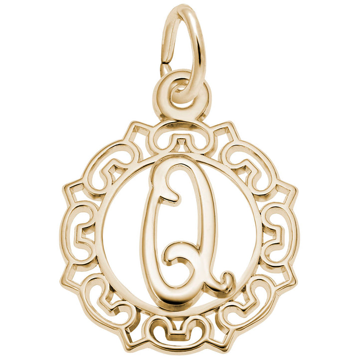 Rembrandt Charms 14K Yellow Gold Initial Letter Q Charm Pendant