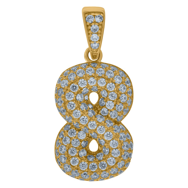 10kt Yellow Gold Mens Women Cubic Zirconia CZ Number 8 Charm Pendant