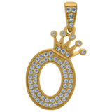 10kt Yellow Gold Mens Women Cubic Zirconia CZ Crowned Initial O Charm Pendant