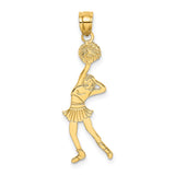 10k Yellow Gold 3D Cheerleader with Hand on Head Charm Pendant