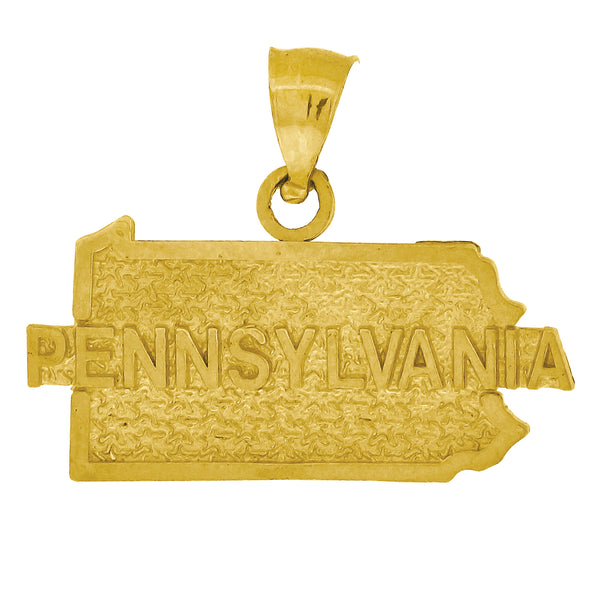 10kt Gold Mens Pennsylvania Ht:17.7mm x W:22.3mm State Charm Pendant